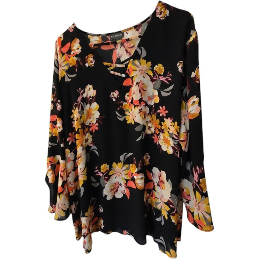 Van Heusen Womens plus size 2XL Floral V-Neck Strappy Blouse Bell Sleeve Top